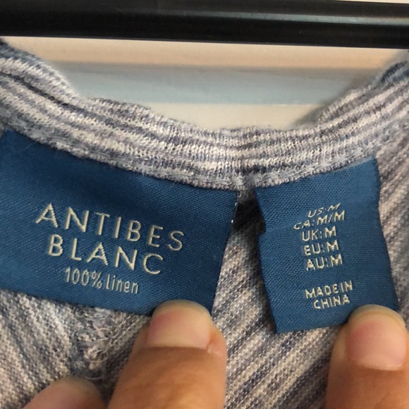 Antibes Blanc 100% Linen Coastal Striped Tank Top - Picture 4 of 8